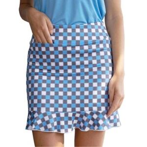 Golftini Checkered Ruffle Hem golf skort